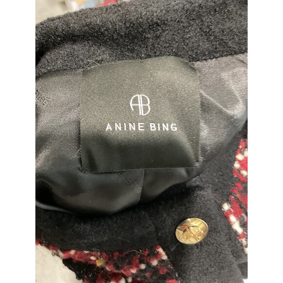 Anine Bing 'Lydia' Red Wool Checked Boucl�-Tweed Jacket Size S - Picture 4 of 5